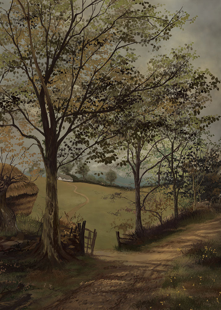 Avezano Outdoor Path Oil Painting Style Photography Backdrop-AVEZANO