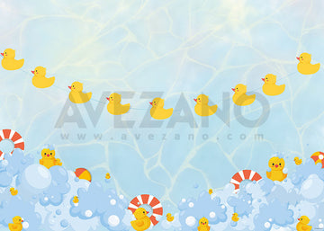 Avezano Summer Little Yellow Duck Pool Photography Backdrop-AVEZANO