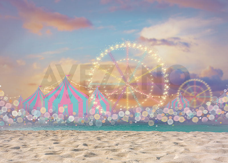 Avezano Summer Beach Dream Ferris Wheel Photography Backdrop-AVEZANO