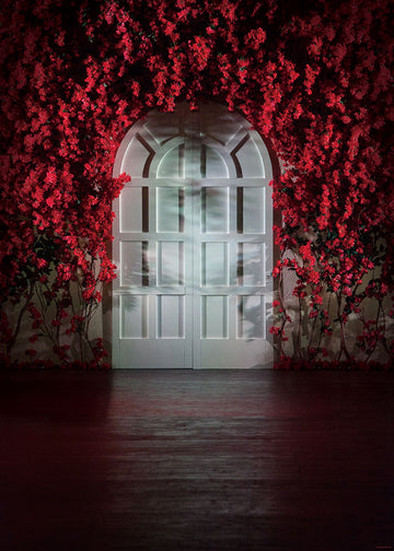 Avezano Red Walls and White Doors Backdrops For Photography-AVEZANO
