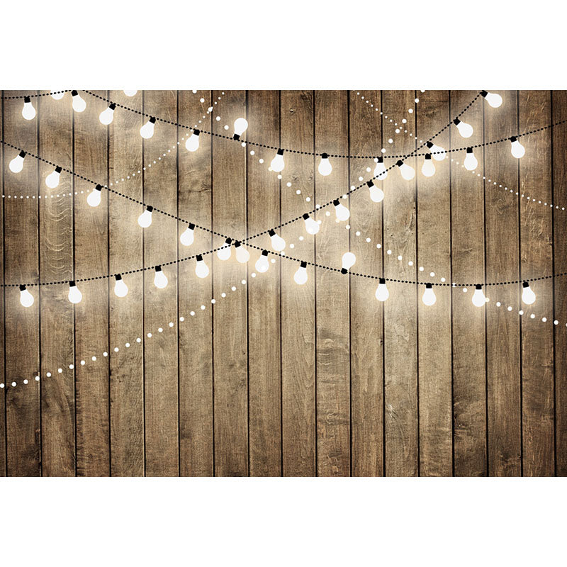Avezano Wood Floor Texture Backdrop With Light Bulbs For Photography-AVEZANO