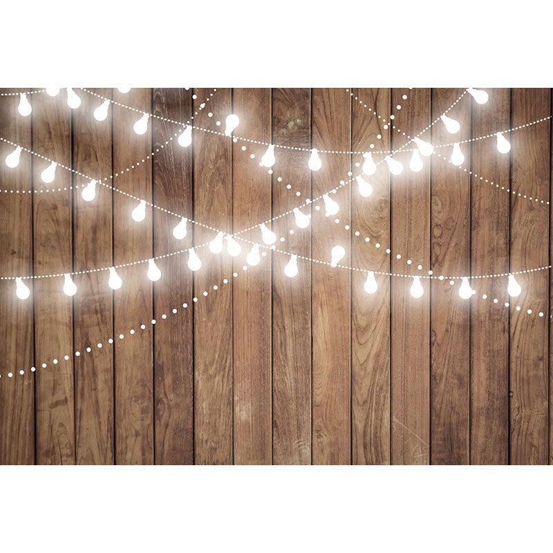 Avezano Brown Wood Floor Texture Backdrop With Bright Light Bulbs For Photography-AVEZANO