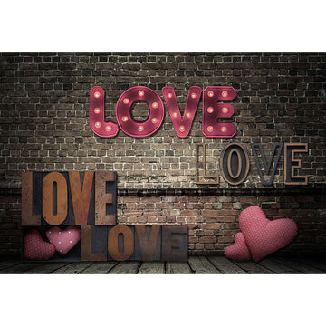 Avezano Love And Brick Wall Valentine'S Day Photography Backdrop-AVEZANO
