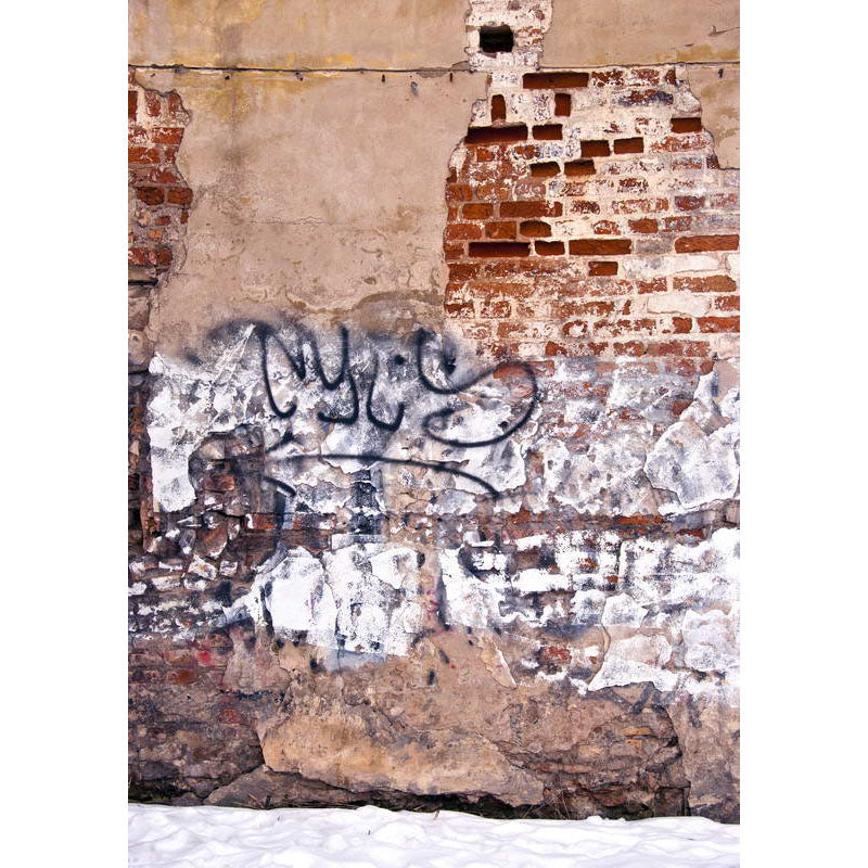 Avezano Shabby Brick Wall Backdrop With Graffiti For Photography-AVEZANO