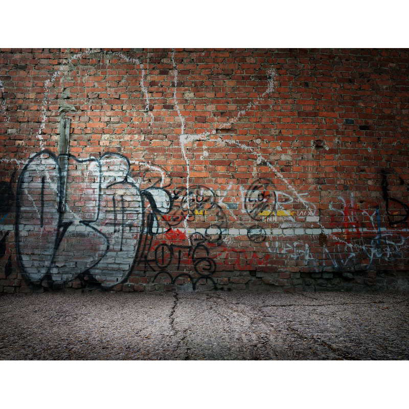 Avezano Red Brick Walls With Graffiti Texture Backdrop For Portrait Photography-AVEZANO