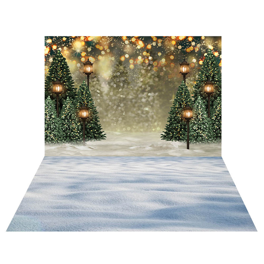 Avezano Snowy Christmas Tree 2 pcs Set Backdrop-AVEZANO