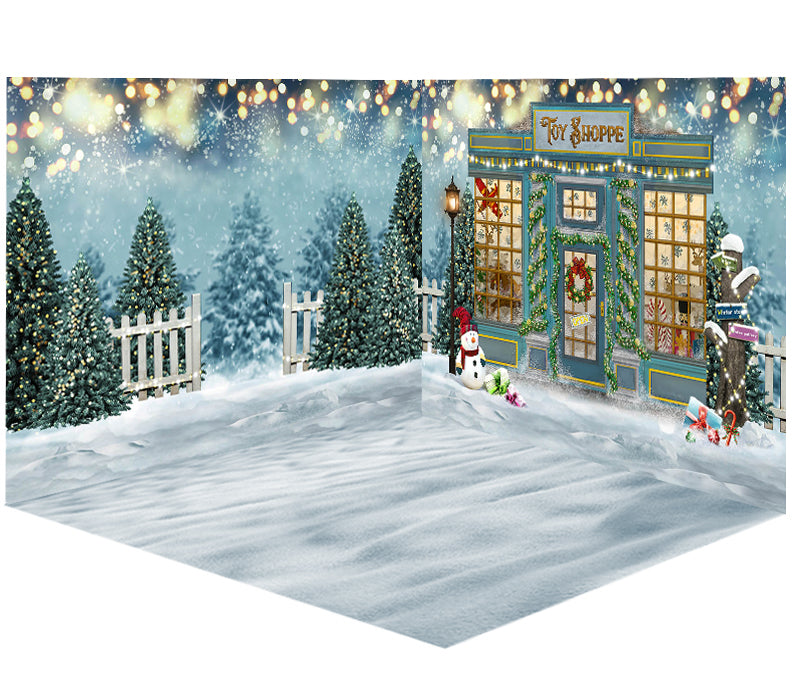 Avezano Christmas Toy Shop Photography Backdrop Scene Room Set-AVEZANO