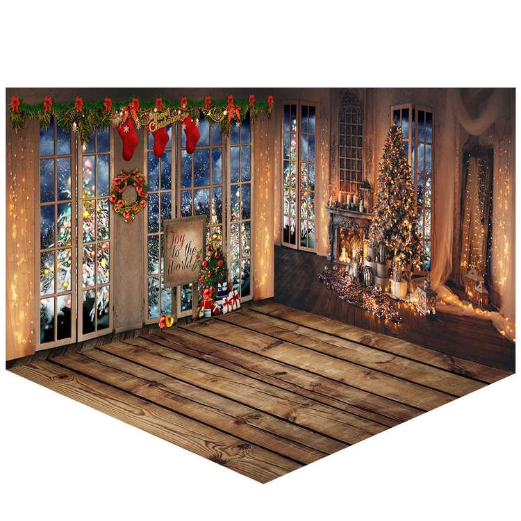 Avezano Indoor Christmas Socks Decoration Photography Backdrop Room