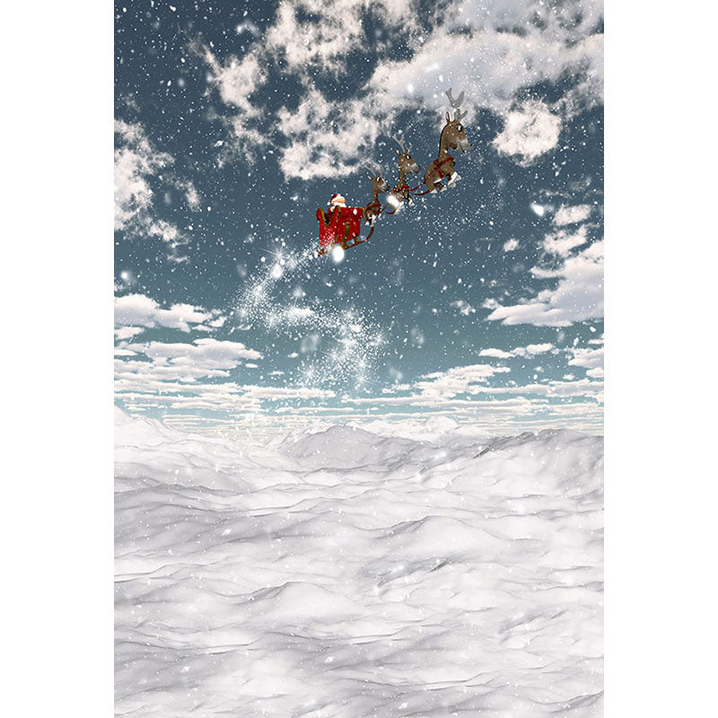 Avezano Santa In The Sky Photography Backdrop For Christmas-AVEZANO