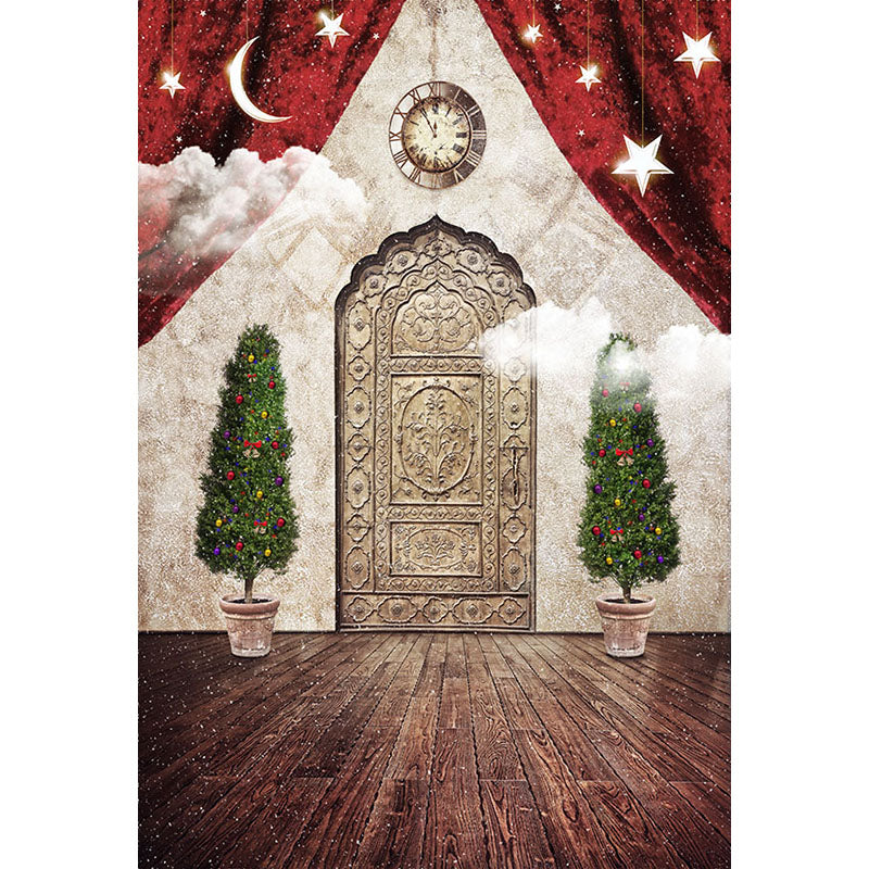 Avezano A Door Decorated For Christmas Photography Backdrop For Christmas-AVEZANO