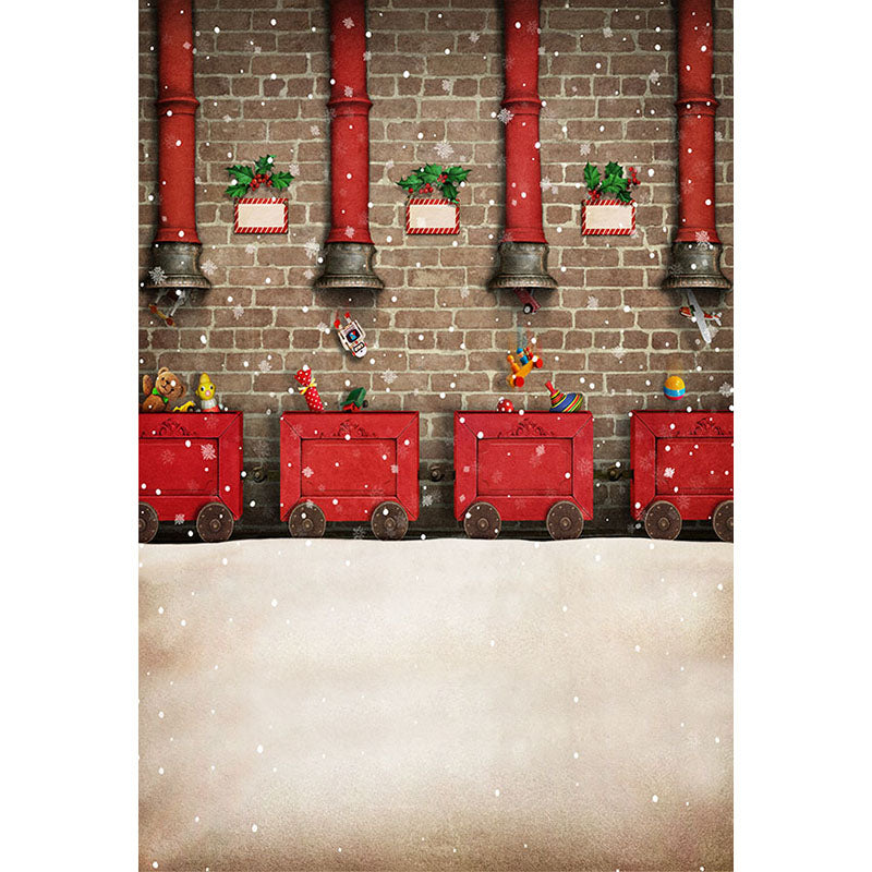 Avezano Pipes And Trolleys Photography Backdrop For Christmas-AVEZANO