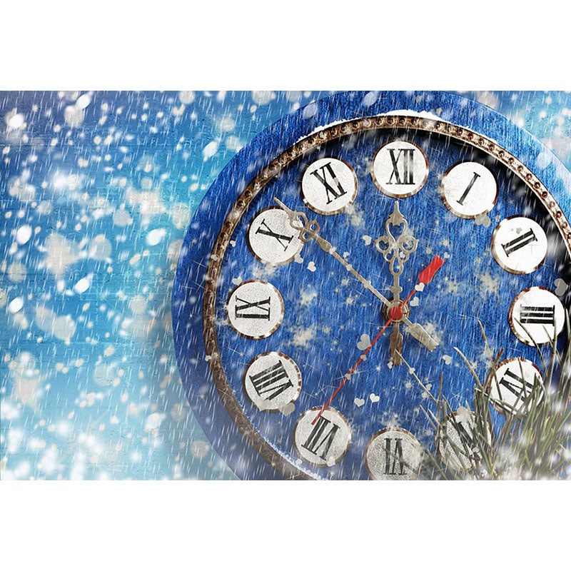 Avezano The Clock In The Snow Photography Backdrop-AVEZANO