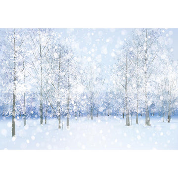 Avezano Snowy Woods In Winter With Bokeh Photography Backdrop-AVEZANO