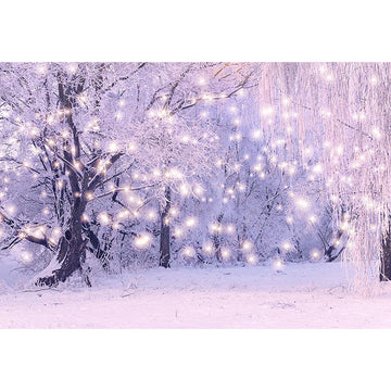 Avezano Pink Snowy Forest In Winter With Bright Spot Photography Backdrop-AVEZANO