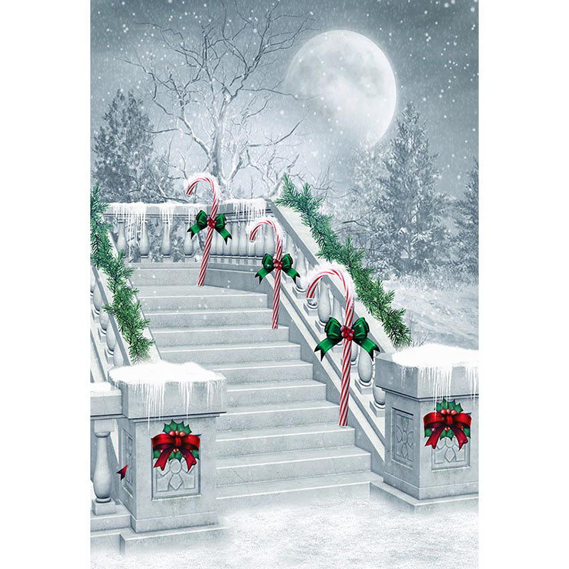 Avezano Ladder And Candy Canes Photography Backdrop For Christmas-AVEZANO