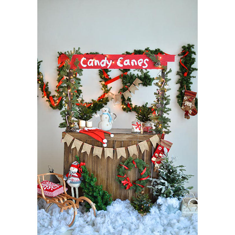 Avezano Christmas Decorations And Candy Canes Photography Backdrop For Christmas-AVEZANO