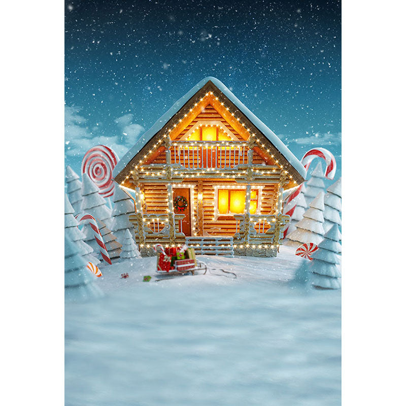 Avezano A Cabin In The Snow Photography Backdrop For Christmas-AVEZANO