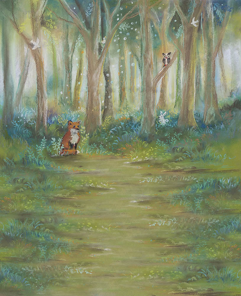 Avezano Little Fox in the Woods Oil Painting Photography Backdrop-AVEZANO