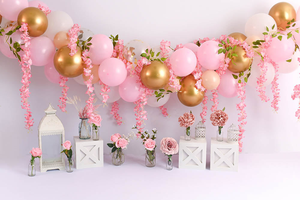 Avezano Pink Balloons Birthday Cakesmash Theme Photography Backdrop-AVEZANO