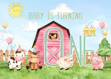 Avezano Cartoon Animals Baby Is Turning One Birthday Photography Backdrop-AVEZANO