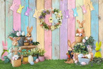 Avezano Bunny Eggs Spring Easter Photography Backdrop-AVEZANO