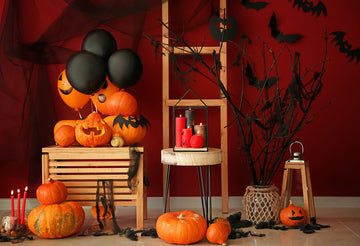 Avezano Pumpkin & Balloons Halloween Backdrop for Photography-AVEZANO