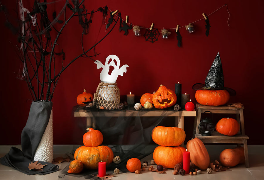 Avezano Pumpkin Ghost Decorations Halloween Backdrop For Photography-AVEZANO