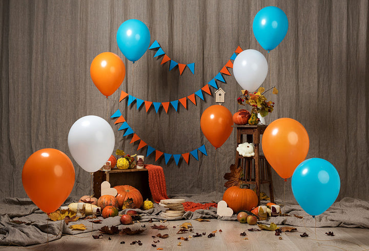 Avezano Thanksgiving Pumpkin And Balloons Backdrop For Photography-AVEZANO