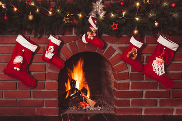 Avezano Pretty Christmas Stockings And Stove Photography Background-AVEZANO