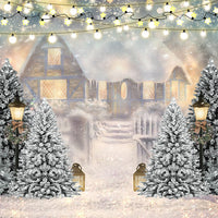 Avezano Snowy Cottage On Christmas Exterior Photography Background-AVEZANO