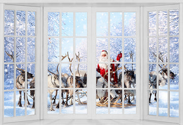 Avezano Snowy Christmas Santa And Elk Photography Background-AVEZANO